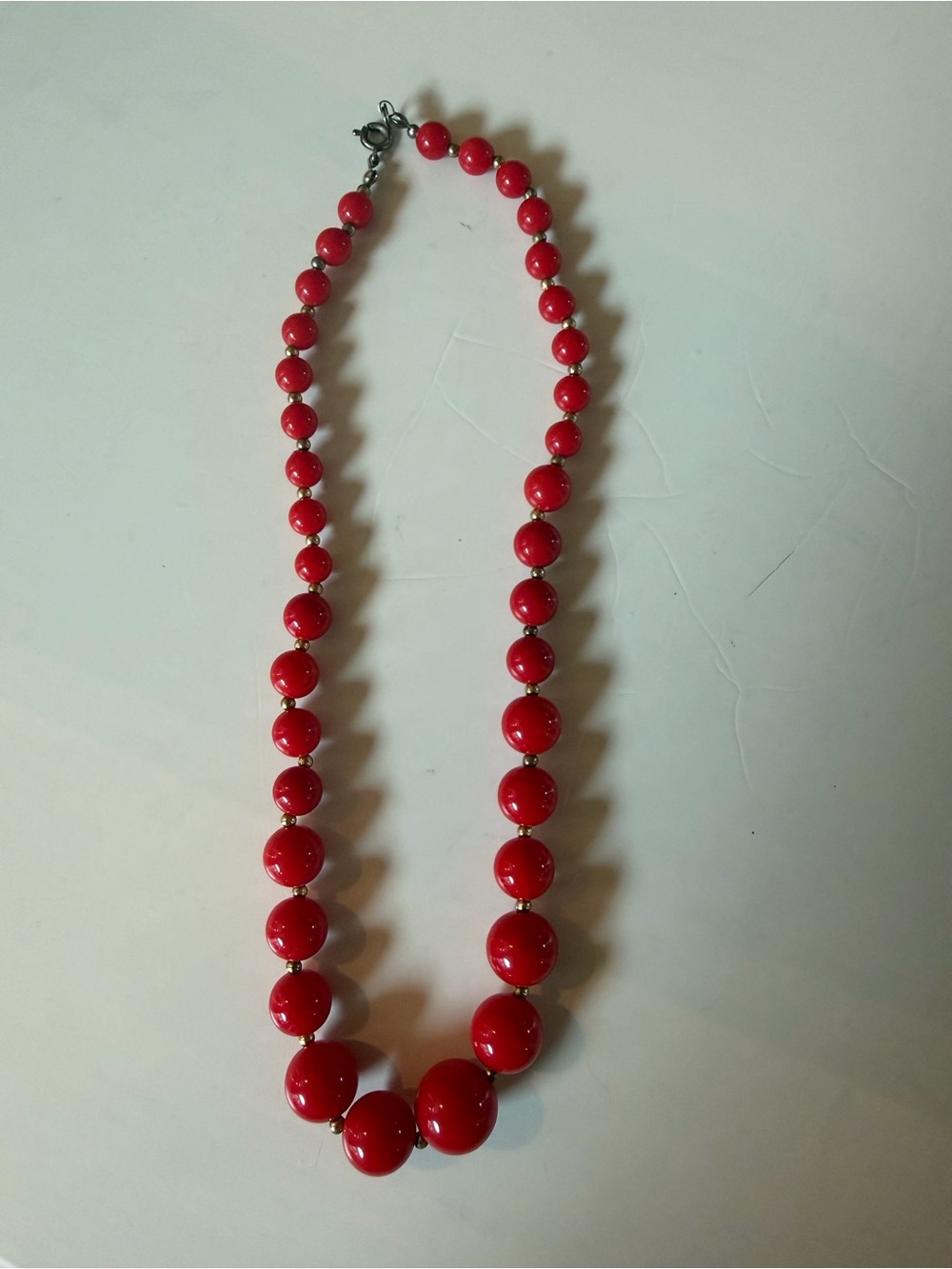 Red Beaded Vintage Lucite Necklace - Classic Women's Jewelry